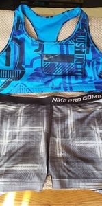 Nike pro shorts and sport bra